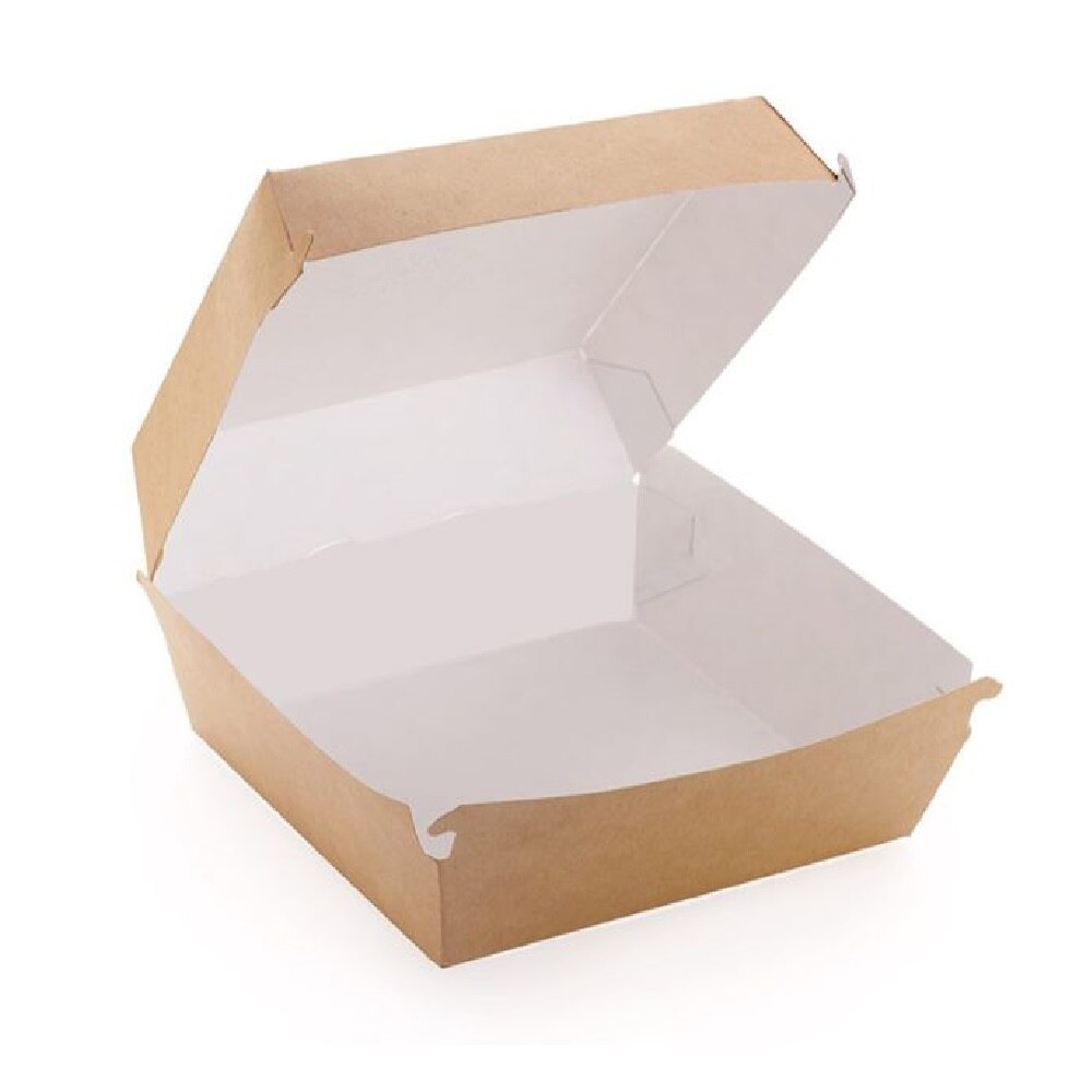 Cutii Hamburger, 120x120x85 mm, 100 Buc/Bax, Model Neimprimat, Cutie pentru Hamburger - Ambalaje Fast Food, Ambalaje Catering si Street Food